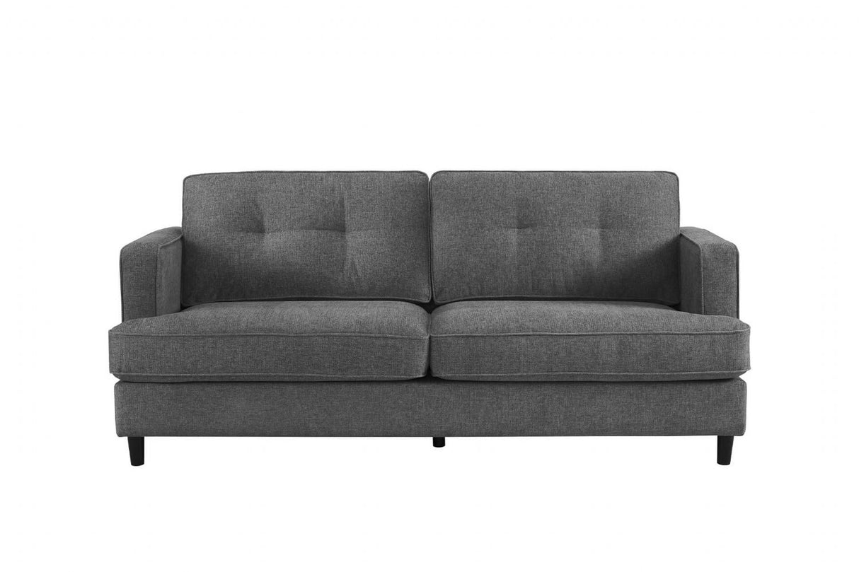 Dark Grey Fabric 3 Seater Buttoned Standard Back Sofa