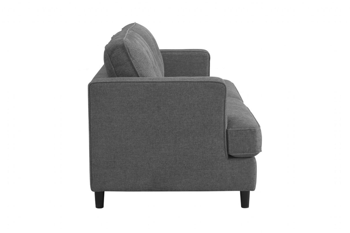 Dark Grey Fabric 3 Seater Buttoned Standard Back Sofa