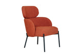 Rust Boucle Fabric Accent Chair with Black Legs