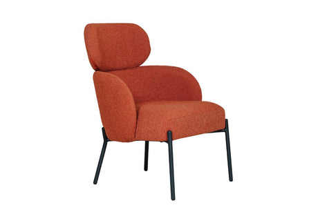 Rust Boucle Fabric Accent Chair with Black Legs