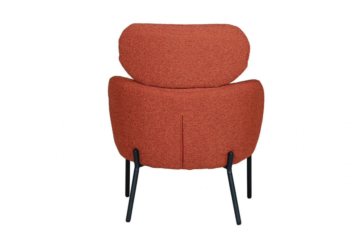 Rust Boucle Fabric Accent Chair with Black Legs