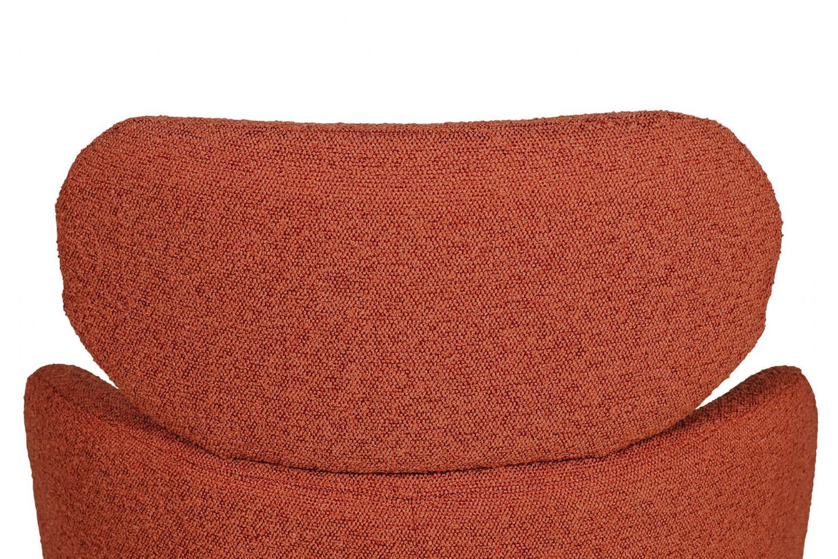 Rust Boucle Fabric Accent Chair with Black Legs