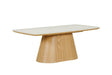 Sand Marble Effect Top Coffee Table with Wooden Base