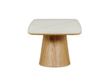 Sand Marble Effect Top Coffee Table with Wooden Base