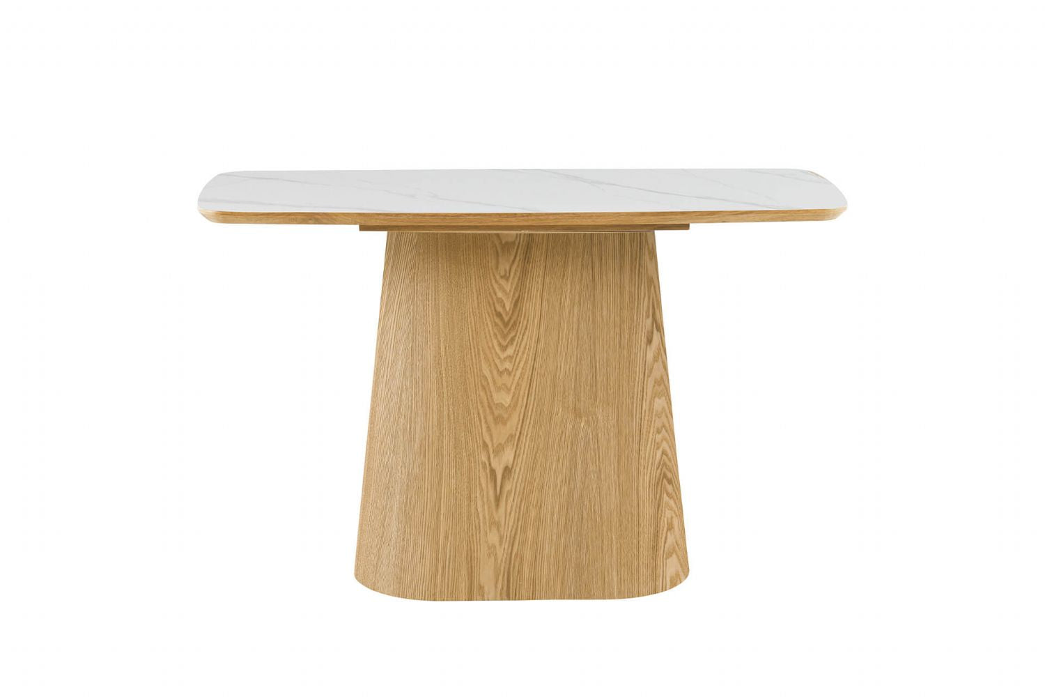 Sand Marble Effect Top Console Table with Wooden Base