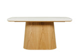 Sand Marble Effect Top Rectangle Dining Table Oak Base 160cm