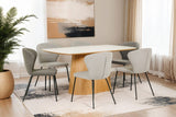 Sand Marble Effect Top Rectangle Dining Table Oak Base 160cm