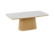 Marble Patterned Ceramic Large Dining Table Sand Wood Base
