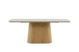 Marble Patterned Ceramic Large Dining Table Sand Wood Base
