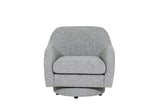 Grey Textured Fabric Swivel Accent Chair
