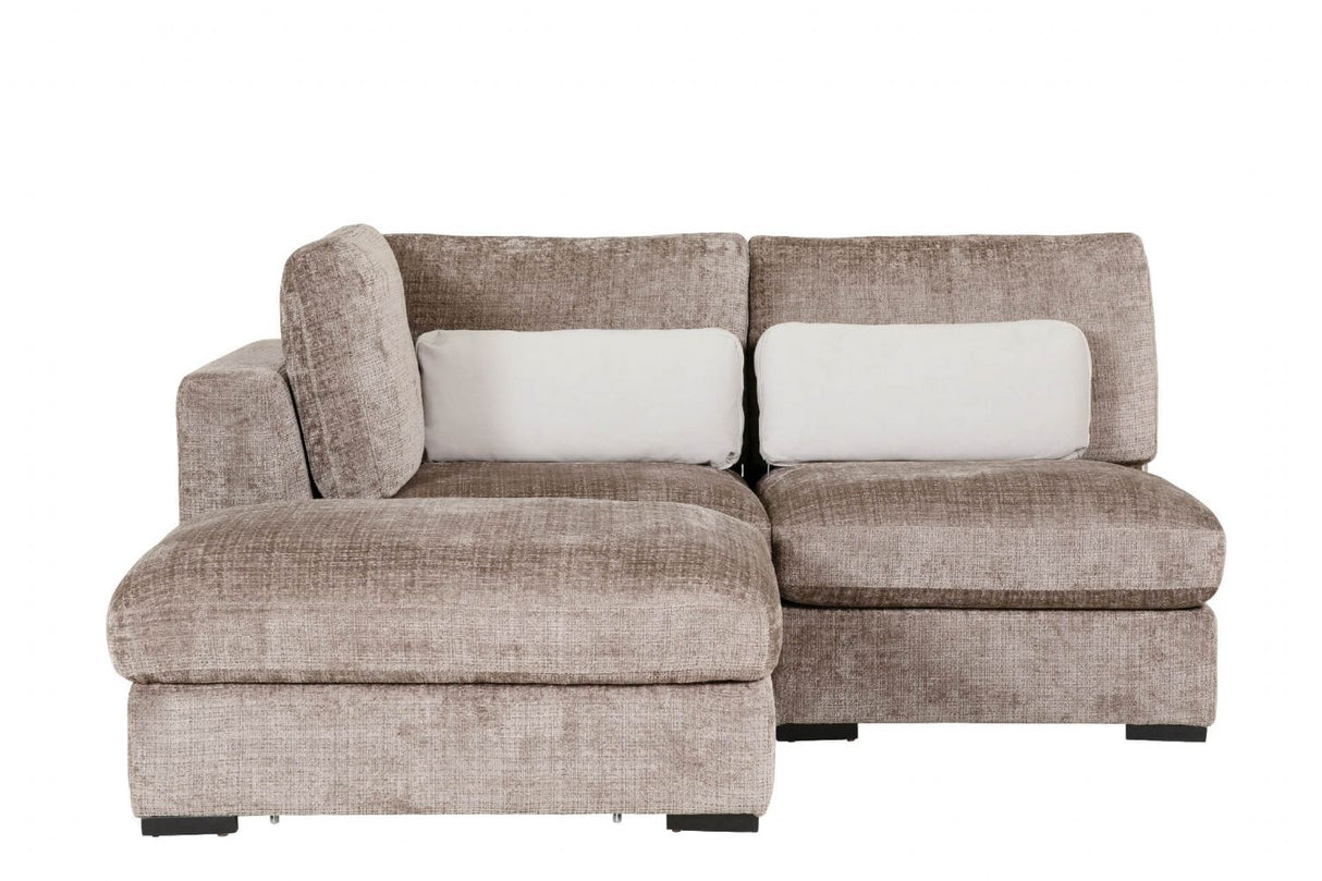 Mink Textured Velvet Fabric Armless Sofa with Cushion