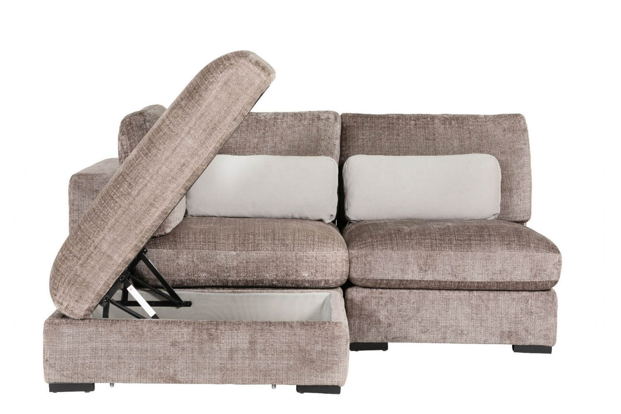 Mink Textured Velvet Fabric Armless Sofa with Cushion