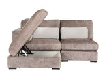 Mink Textured Velvet Fabric Armless Sofa with Cushion