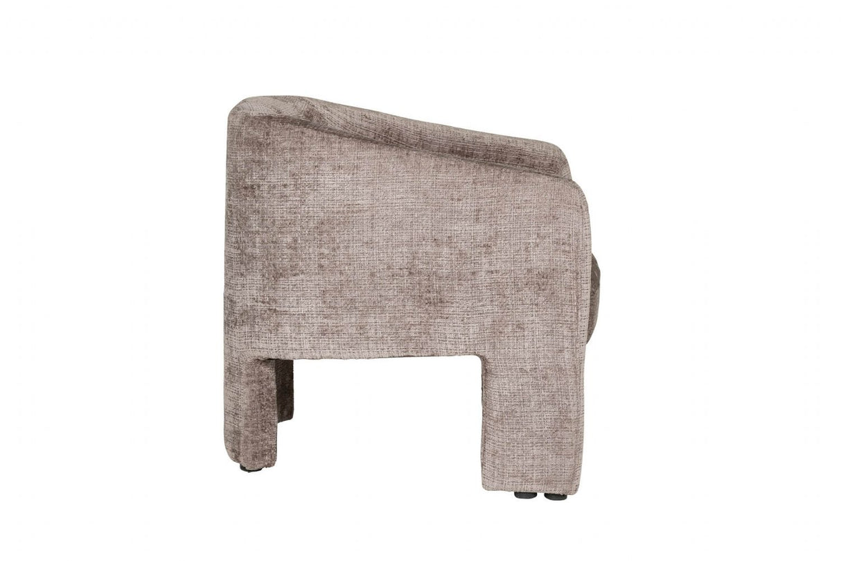 Mink Chenille Fabric Accent Chair Wooden Legs