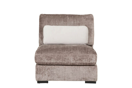 Mink Textured Velvet Fabric Armless Sofa with Cushion