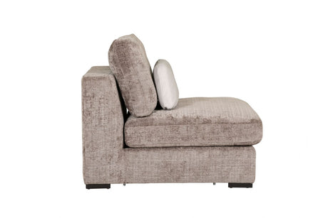 Mink Textured Velvet Fabric Armless Sofa with Cushion