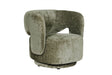 Olive Green Chenille Fabric Swivel Accent Chair