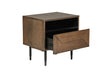 Brown Smoked Oak Wooden Bedside Table with Drawer