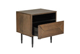 Brown Smoked Oak Wooden Bedside Table with Drawer