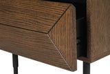Brown Smoked Oak Wooden Bedside Table with Drawer