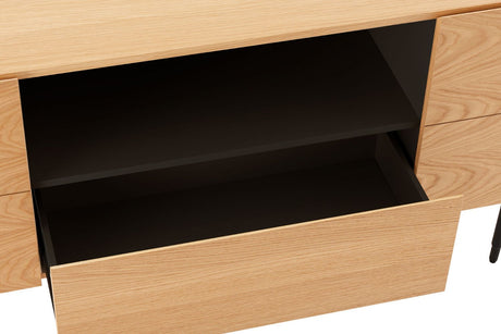 Natural Oak 2 Door 1 Drawer Geometric Large Wide Sideboard