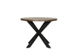Smoked Oak Round Dining Table Metal Cross Legs 100cm