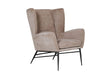 Mink Fabric Accent Wing Back Chair with Black Metal Legs