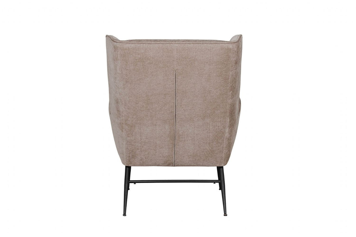 Mink Fabric Accent Wing Back Chair with Black Metal Legs