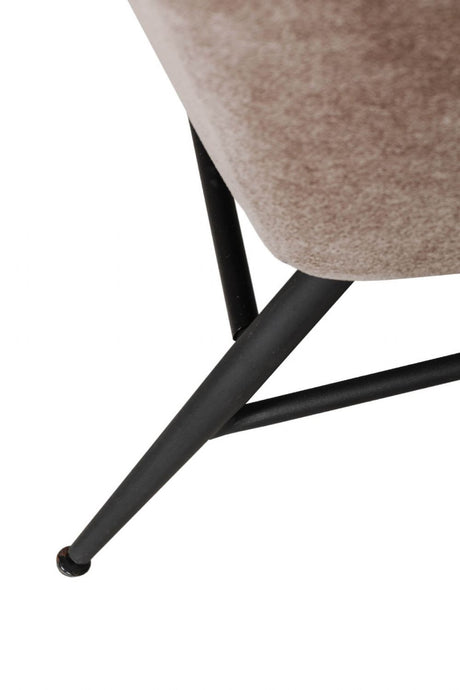 Mink Fabric Accent Wing Back Chair with Black Metal Legs