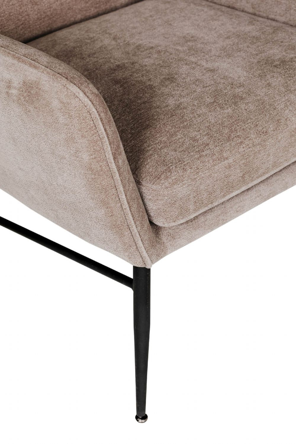 Mink Fabric Accent Wing Back Chair with Black Metal Legs