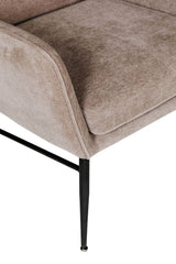 Mink Fabric Accent Wing Back Chair with Black Metal Legs
