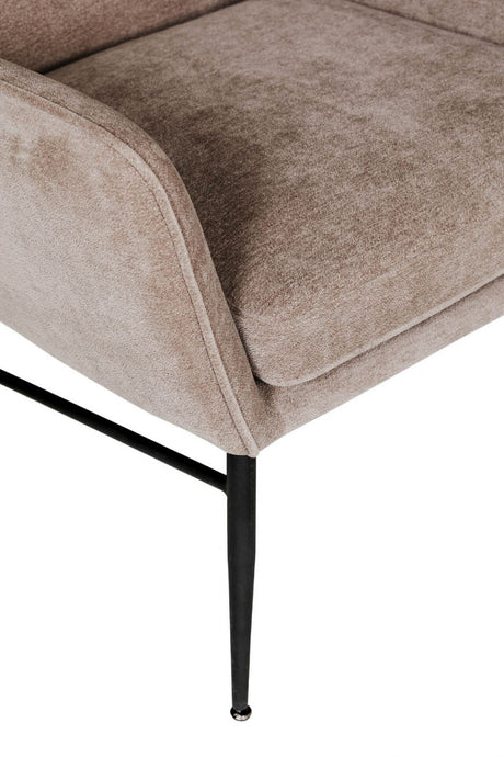 Mink Fabric Accent Wing Back Chair with Black Metal Legs