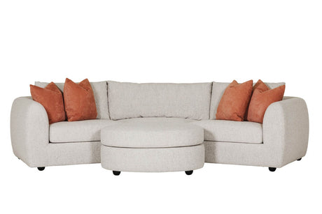 Natural Fabric Right Hand Facing Arm Sectional with Cushions