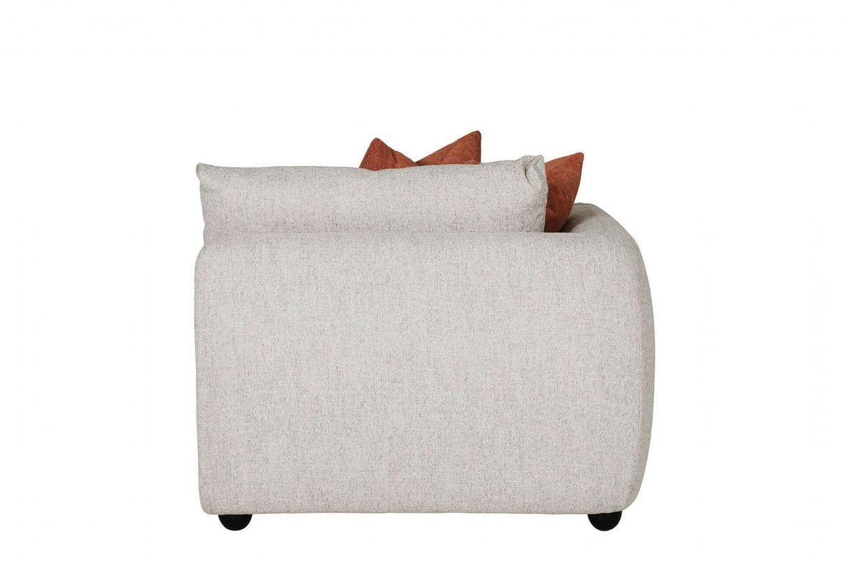 Natural Fabric Left Hand Facing Arm Sectional with Cushions