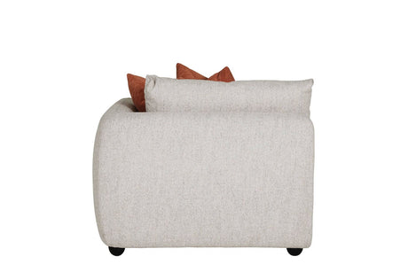 Natural Fabric Right Hand Facing Arm Sectional with Cushions