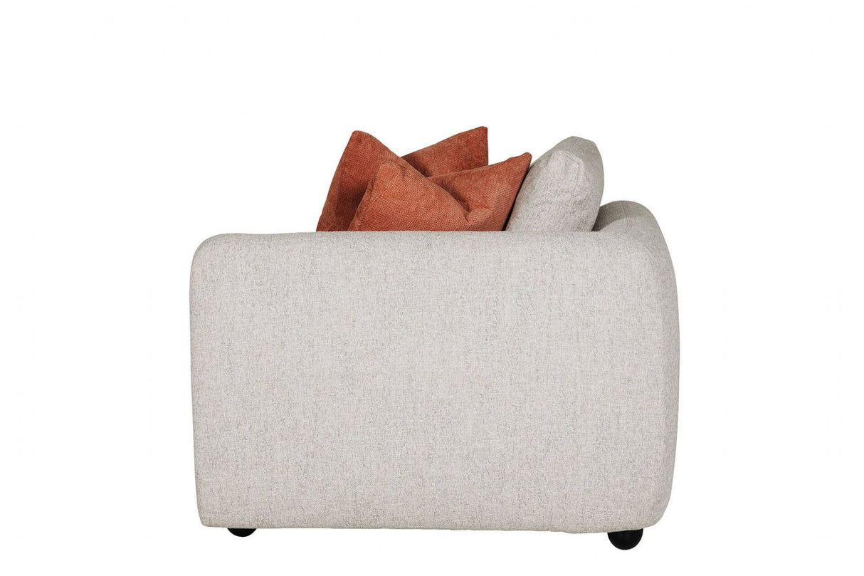 Natural Fabric Right Hand Facing Arm Sectional with Cushions