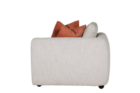 Natural Fabric Right Hand Facing Arm Sectional with Cushions