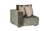 Green Fabric Modular Armchair LHF with 2 Scatter Cushions