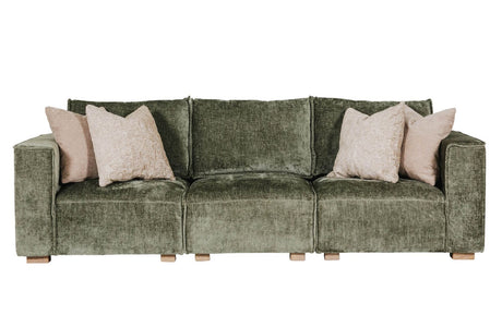 Green Fabric Modular Armchair LHF with 2 Scatter Cushions