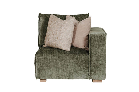 Green Fabric Modular Armchair RHF with 2 Scatter Cushions