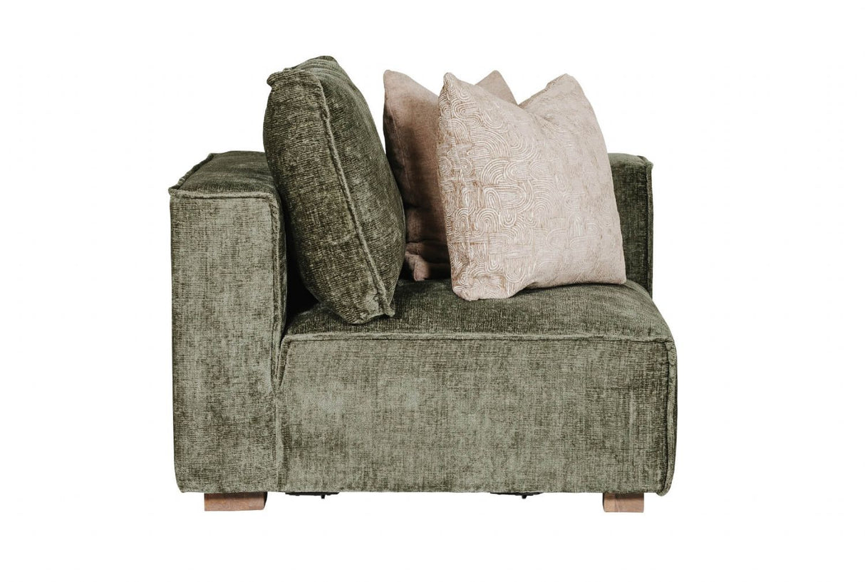 Green Fabric Modular Armchair RHF with 2 Scatter Cushions