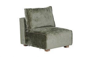Olive Green Chenille Fabric Modular Armless Sofa
