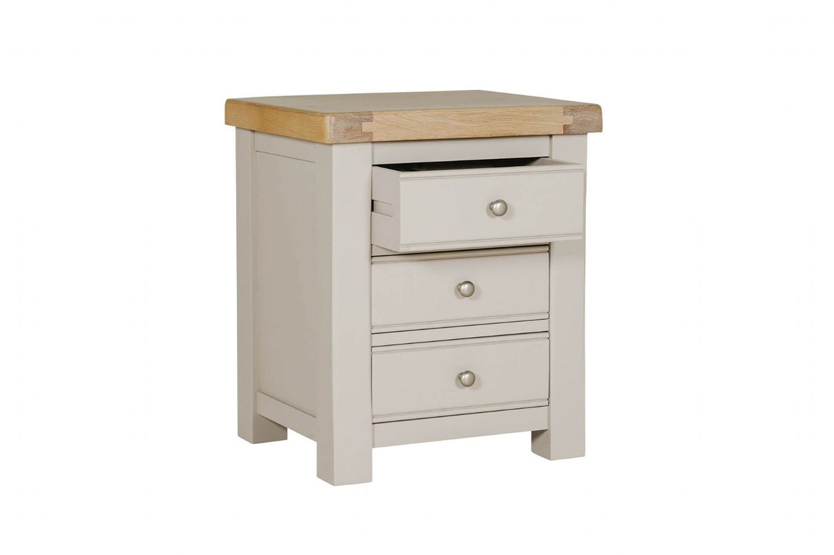 Taupe Painted Wooden 3 Drawer Bedside Table