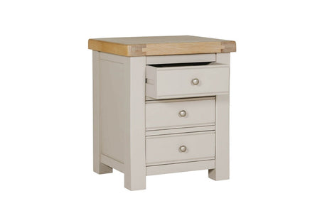 Taupe Painted Wooden 3 Drawer Bedside Table