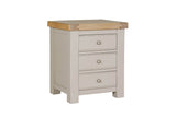 Taupe Painted Wooden 3 Drawer Bedside Table