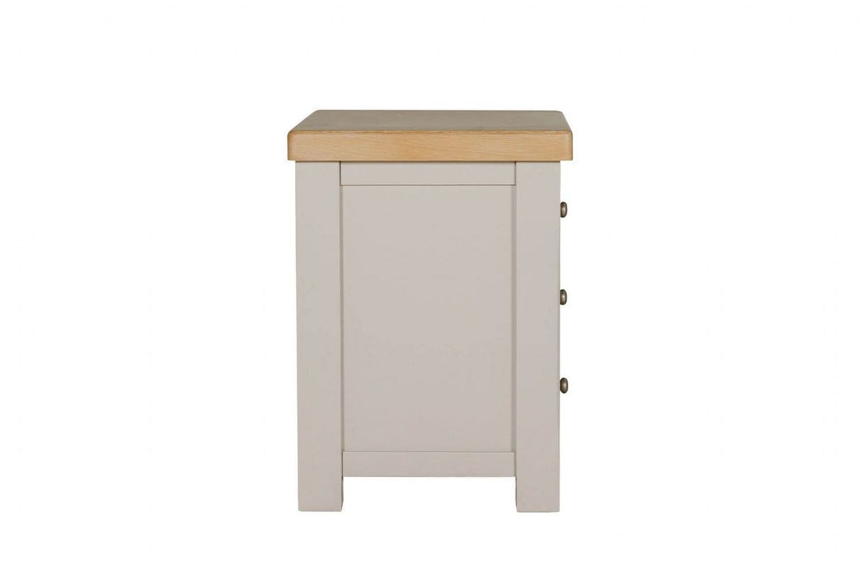 Taupe Painted Wooden 3 Drawer Bedside Table