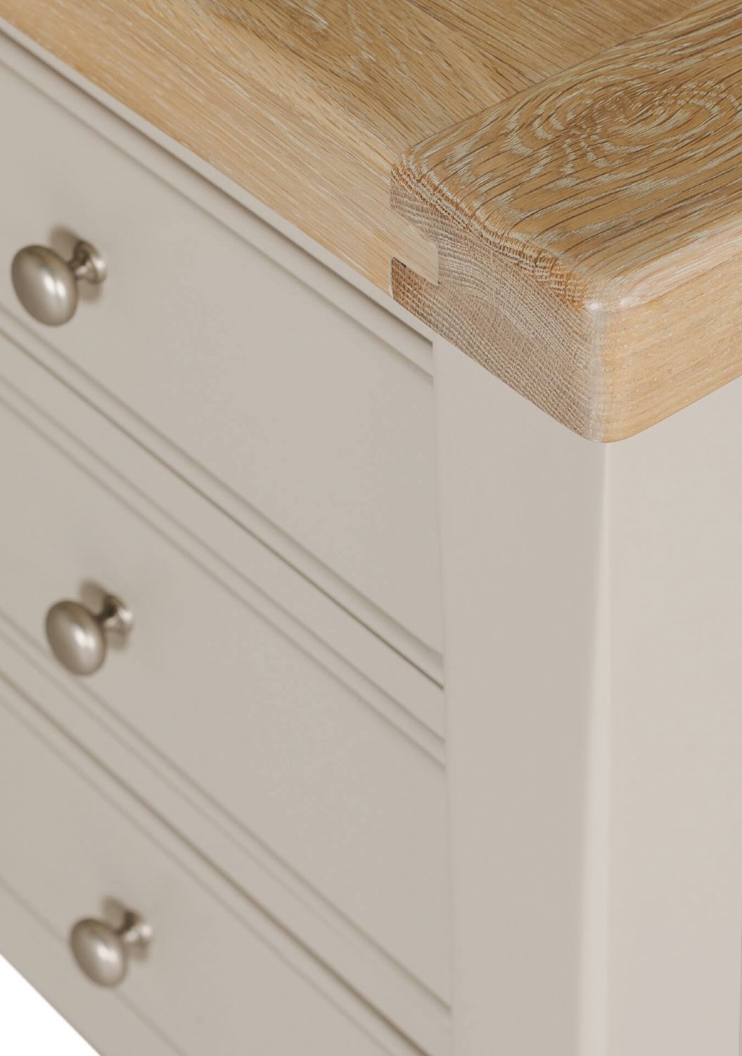 Taupe Painted Wooden 3 Drawer Bedside Table