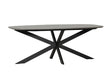 Large Smoked Oak Oval Dining Table Metal Cross Legs 200cm
