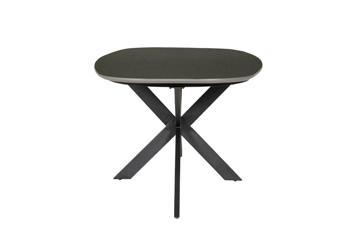Large Smoked Oak Oval Dining Table Metal Cross Legs 200cm