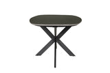 Large Smoked Oak Oval Dining Table Metal Cross Legs 200cm
